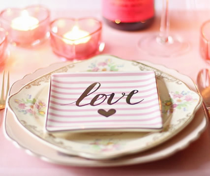 Table set with a romantic message