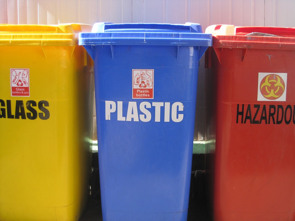 Trash cans used for recycling different kinds of waste
