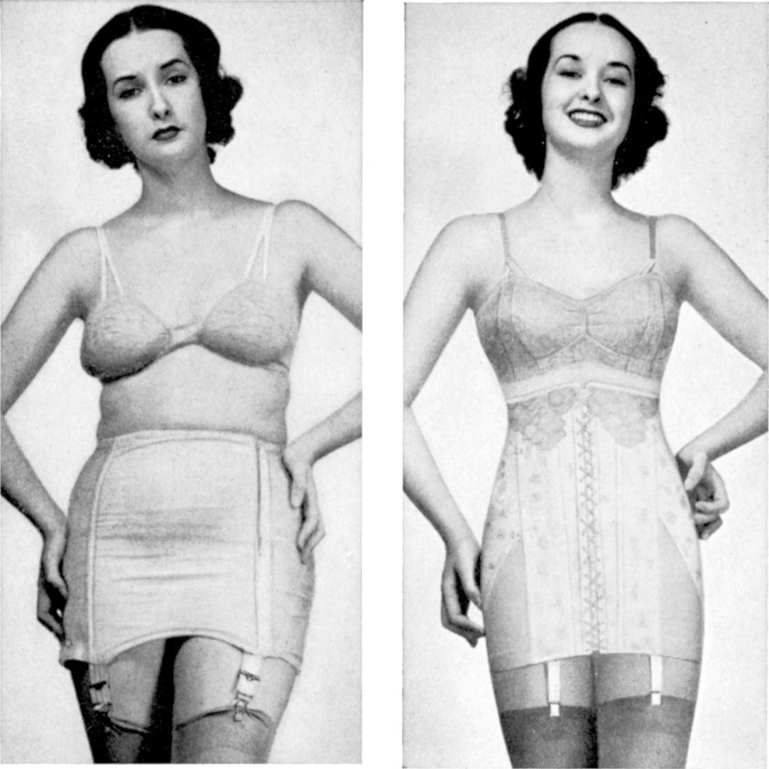 Woman in a corset before and after