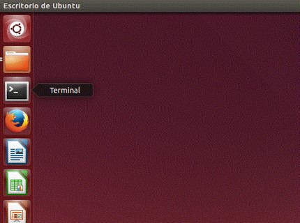 Escritorio de Ubuntu en donde se indica la terminal