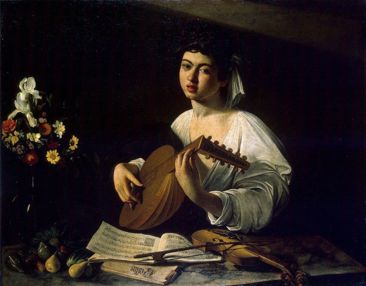 En este cuadro famoso de Carvaggio, el laudista está leyendo música de Arcadelt.