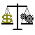 Ilustración de una balanza con un simbolo de pesos en contrapeso de un engrane.
