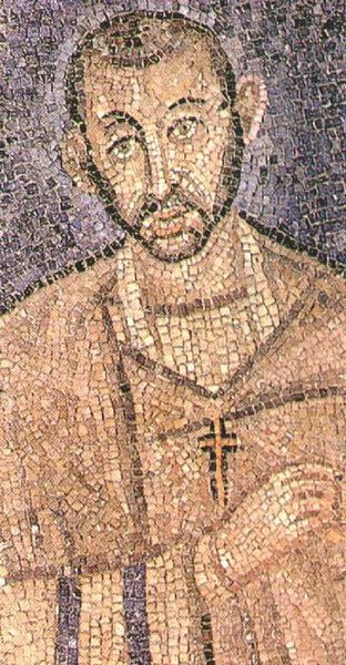 Retrato de San Ambrosio sobre mosaico