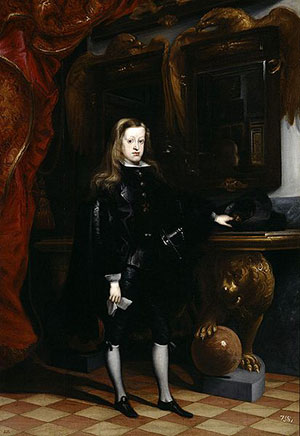 Pintura de Carlos II, el Hechizado, último rey de la casa de Habsburgo. 